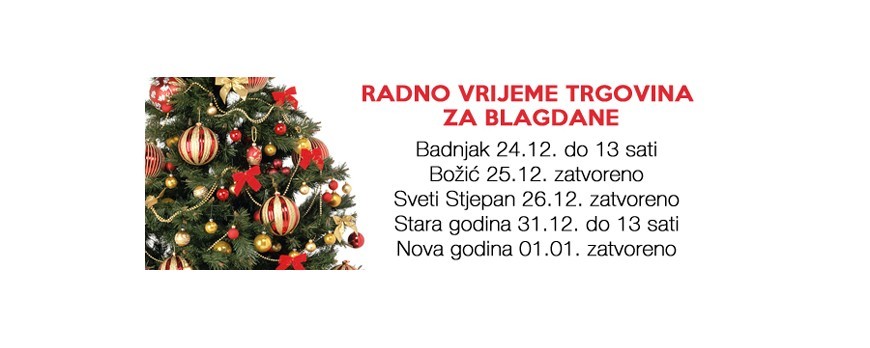 Radno Vrijeme za Božićne i Novogodišnje Blagdane 2015